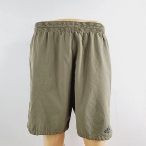 Adidas Mens Olive Green Elastic Waist Authentic Fleece Sweat Shorts Size Large